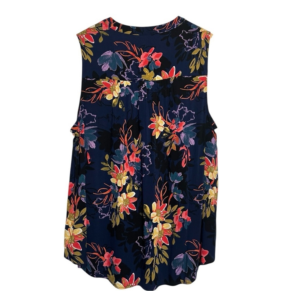 NWT Torrid Blue and Orange Floral Sleeveless Blouse with V-Neck Size 1X - Picture 2 of 7
